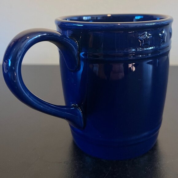 AMERICAN LIVING Cobalt Blue Ironstone Mug ~ 3 Embossed Stars & Double Ribbing - Picture 3 of 9